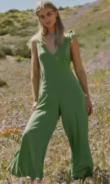 Free People Beach Alice One-Piece Jumpsuit Wide Leg Shoulder Tie