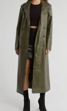 NWT BLANKNYC Snakeskin Embossed Faux Leather Trench Coat Sz XS