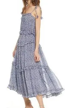 MISA Los Angeles ryanne midi dress blue bohemian printed women’s size s