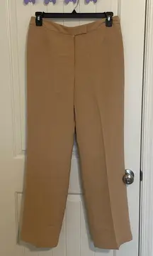 NWOT Kasper women’s tan flat front polyester straight‎ leg dress pants size 10