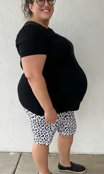 Maternity Plus Size Snow Leopard‎ Bike Shorts With Pockets Women’s Size XXL