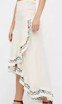 Free People Movement  All A‎ Dream Embroidered Skirt Beige Boho XS