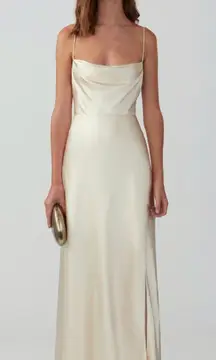 Strappy Draped Gown in champagne