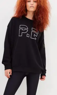 P.E. Nation Heads Up Sweatshirt Size XS Black Oversized Logo Pullover Crewneck