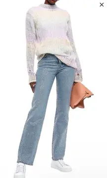 Acne Studios Mid Rise Sequin Straight Leg Jeans Denim Pants Size 38 US 10 Blue