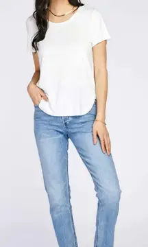 Gentle Fawn S Alabama Curved Hem T-Shirt Top White Tee Scoop Relaxed Soft