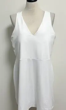 Fabletics White On The Go V Neck Sleeveless Racerback Shelf Bra Fit Flare Dress