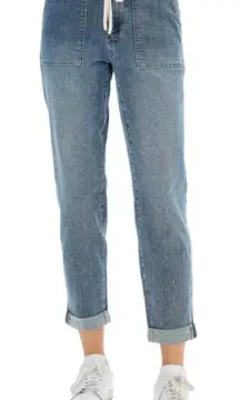 JUDY BLUE High Waist Drawstring Medium Wash Denim Jogger