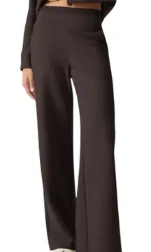 NWT OGL FuzzLuxe Double Waisted Straight Leg Pants Espresso Womens Size Medium