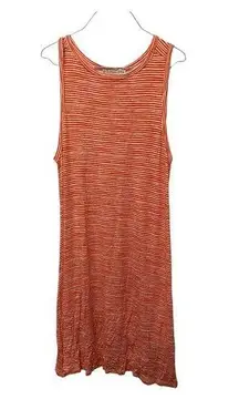 Philosophy  Tank Dress LARGE Orange White Striped Sleeveless Jersey Knit Casual