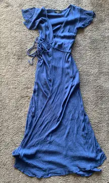 Lulus Denim Blue Wrap Maxi Dress