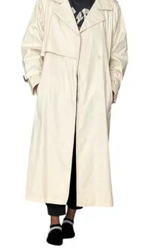 London Fog Classic Beige Trench Coat Long Duster Belted Women Size 14 Reg