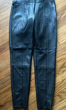 Topshop Black Faux Leather Leggings – Side Zip, Stretch Waist, Size 4