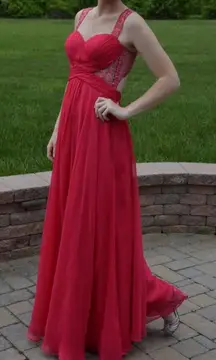 La Femme Hot Fuchsia Prom Dress