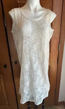 Daisy Fuentes XL Lace Slip Dress Crocheted Floral Sleeveless Layered
