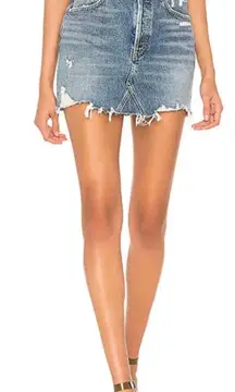 AGOLDE QUINN HI RISE MINI SKIRT Medium Wash RAW CUT‎ HEM 27