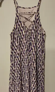 Lush Purple Navy and Cream Zigzag Racerback Dress XS