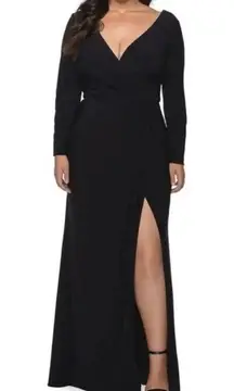La Femme 29044 Long Sleeve Faux Wrap Gown Jersey Gown SZ 20