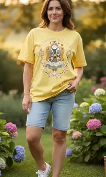 Women's Anvil Yellow Short Sleeve Graphic Tee L