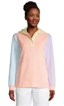 Lands End Serious Sweats Pastel Color Block Hoodie Sweatshirt Size L EUC!!!