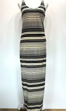 NEW Moda International Beige & Black Gradient Stripe Sleeveless Maxi Dress L