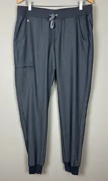 FIGS Zamora Jogger Scrub Pants Womens Large Tall LT Graphite Grey Pull‎ On Comfy