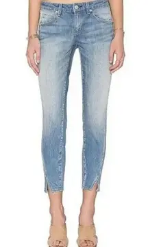 AMO Twist Crop Jeans 70s Blue Size 25 Split Hem