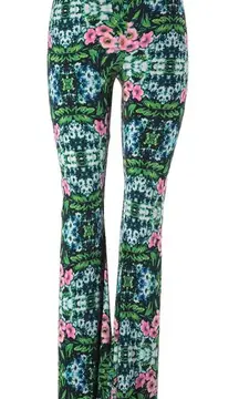 Show Me Your MuMu (@ Free People) Floral Boot Cut Pants - Green and Pink