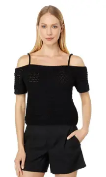 VINCE Open Shoulder Organic Cotton Crochet Tank New!