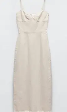 Beige Denim Midi Dress