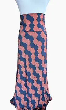NWT Womens Lularoe Abstract Zig Zag Print Navy Blue Maxi Skirt - Sz XS