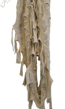 Shihreen Fringe Braided Infinity Knit Scarf‎ Cream Boho Y2K Cyberpunk Funky Arty