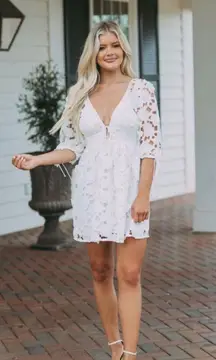 These Three Boutique White Lace Mini Dress