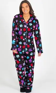 Warm comfy cozy dog lover paw print colorful flannel winter pajama set NWT 2X