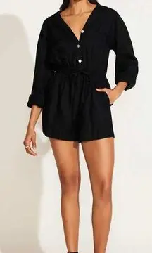 Vitamin A The Getaway Romper - Black EcoLinen NEW