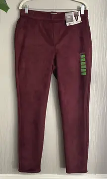 Berkeley Jensen Women's Burgundy Suede Skinny Pull On Pants
