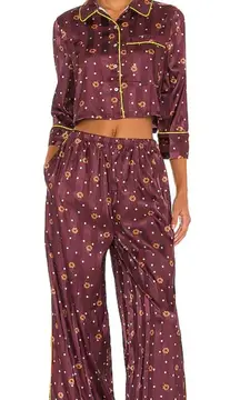 Intimately by Free People party print pajama set in Wine combo XL