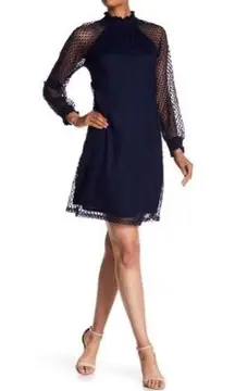 ✨Nina Leonard - Dot Shirred Mock Neck Shift Dress✨