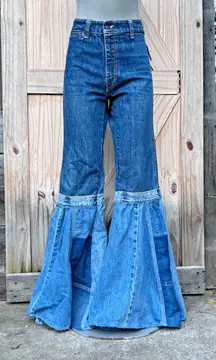 Urban Renewal Vintage Retro Sasson High Waisted Patchwork Bell Bottom Jeans~10~ 