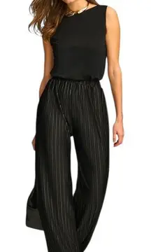 Donna Karan Black Pleated wide leg  Pull On Pants Sz S