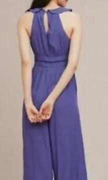 Anthropologie Maeve Blue Polka Dot Eyelet Jumpsuit‎