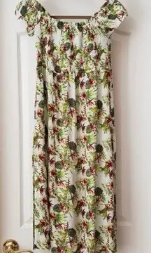 Tropical Floral Print Midi Dress