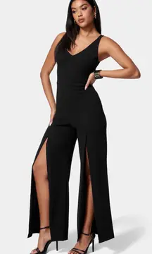 Black Jumpsuit With Slit 