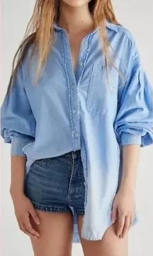 Free People Cool & Clean Button Down Waffle Knit Oversized Top Large OB1344510‎