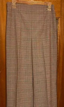 Zara Women Glenn Plaid Turned Up Large Cuff Dress Pants NWOT -L