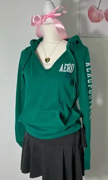 Aeropostale‎ Vintage Y2K Green White Sweatshirt Hoodie Womens Medium