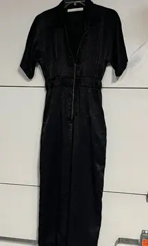 STILLWATER WOMENS BLACK ZIP UP JUMPSUIT SHORT SLEEVE XS