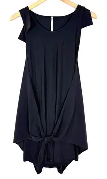 COP COPINE Black Chant Belted Wrap Overlay Long Body Sleeveless Tunic Top Dress