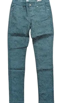 Mossimo‎ Jeans 6 Denim Legging Skinny Aqua Teal Snakeskin Print Mid Rise NWT NEW