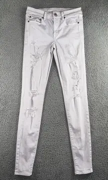 American Eagle Jeans Women 6 X Long Distressed Skinny Lilac Denim‎ Pants